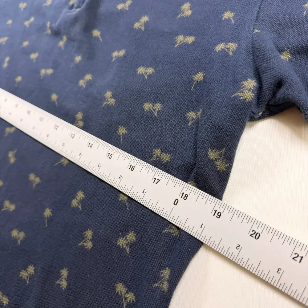 Banana Republic Mens Navy Blue Palm Tree Print Polo Shirt Size Small